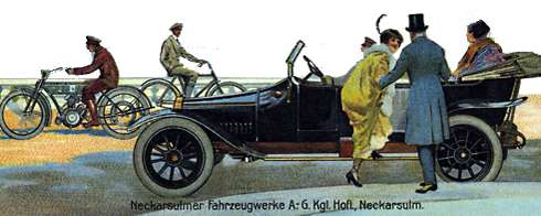 NSU automobiel 1911, motorfiets en fiets